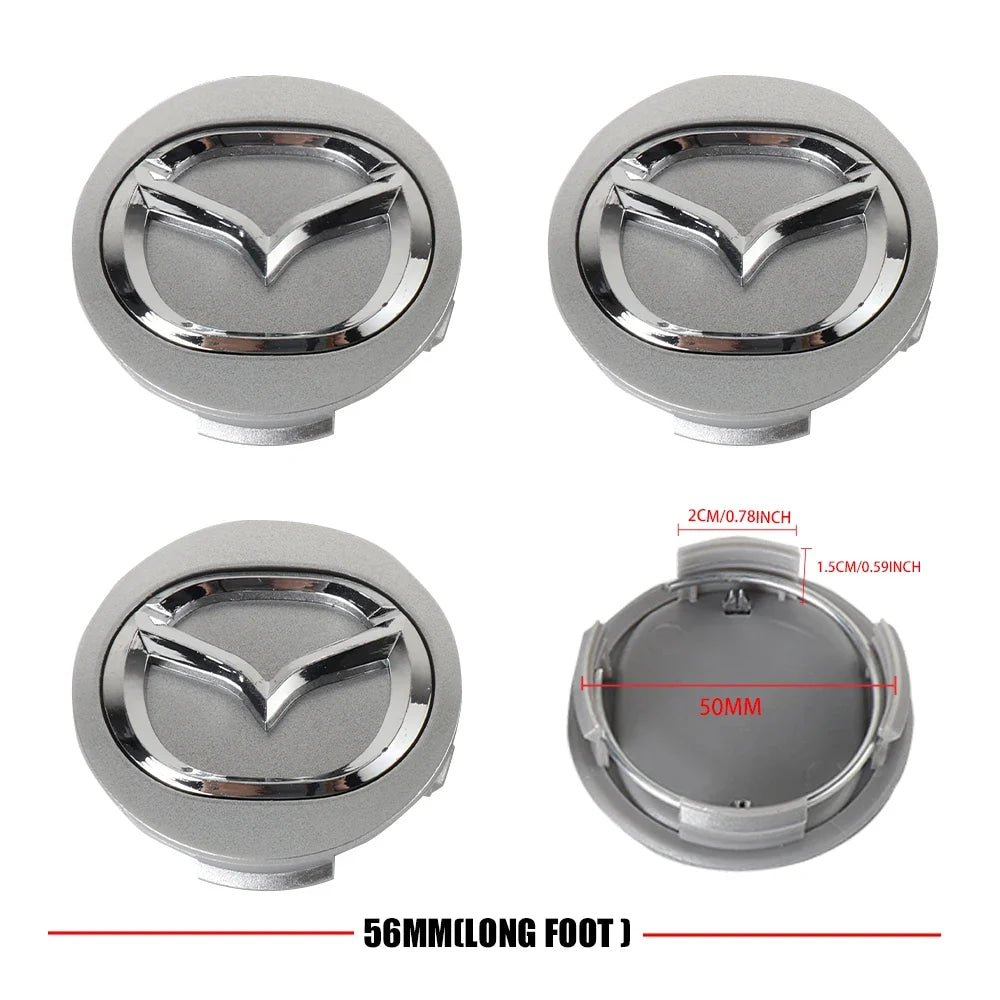 4Pcs 56MM Car Wheel Center Hub Cap Badge Accessor For Mazda Axela Demio Atenza CX CX3 CX7 CX30 CX60 CX9 2 3 4 323 MX3 MX6 RX3 MS