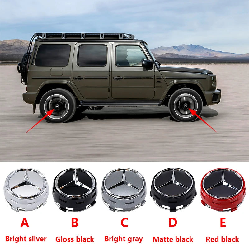 Car Wheel Center Hub Caps 75mm ABS Replacement For Mercedes AMG G Class G63 G500 Modified Styling Accessories Part A0004000900