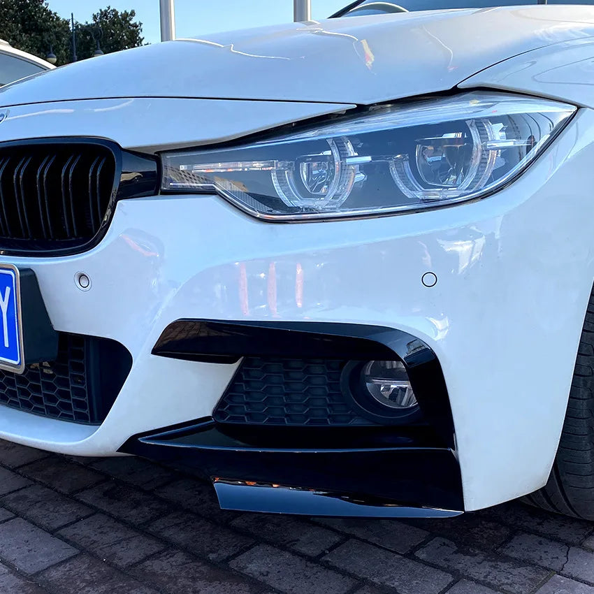 For BMW F30 F31 M Sport 2012-2019 Front Bumper Lip Splitter Canards Spoiler 1Pair Car Fog Lamp Eyebrow Frame Cover Grille