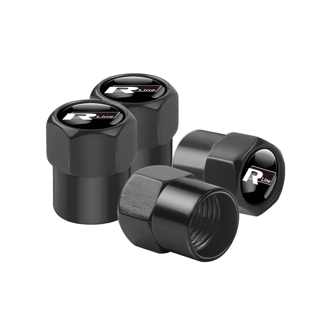 4Pcs Car Wheel Tires  Valve Caps Auto Exterior Accessories For Volkswagen GTI Golf Polo Passat RLine Magotan Jetta Bora Beetle R