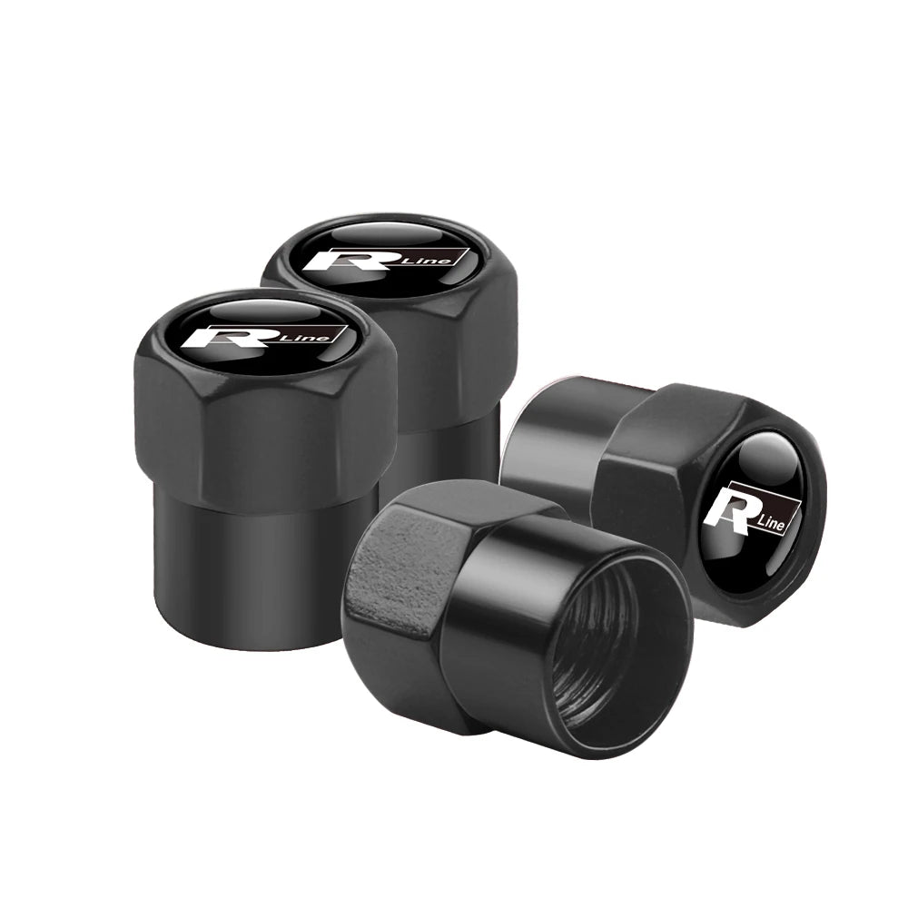 4Pcs Car Wheel Tires  Valve Caps Auto Exterior Accessories For Volkswagen GTI Golf Polo Passat RLine Magotan Jetta Bora Beetle R