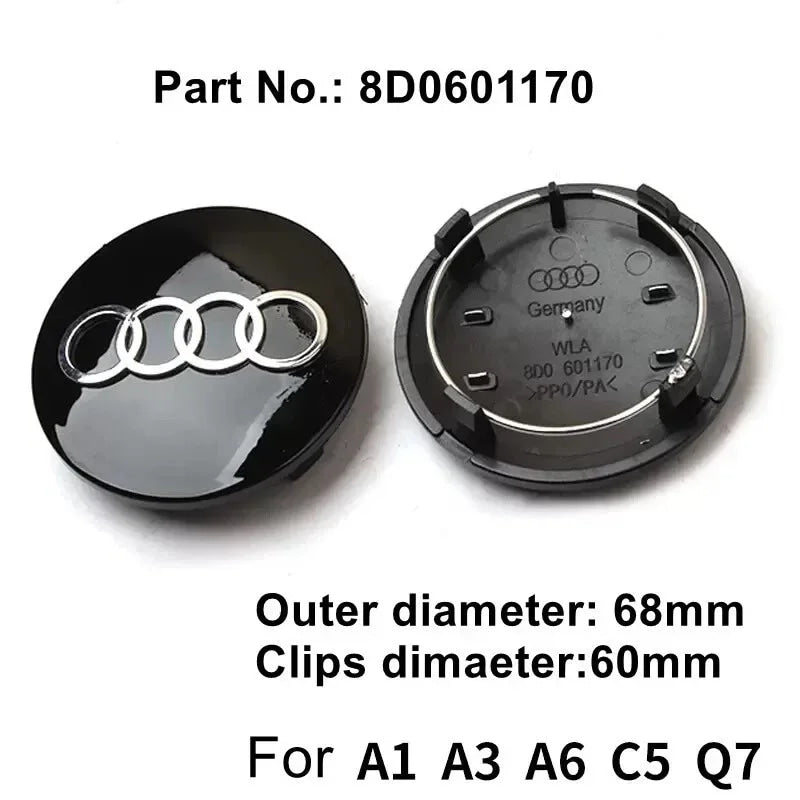 Audi 4pcs 60mm 61mm 68mm 69mm 123mm Car Styling Wheel Center Cap Hub Covers Badge for Audi A3 A4 A5 A6 A7 A8 S4 S6 Sticker