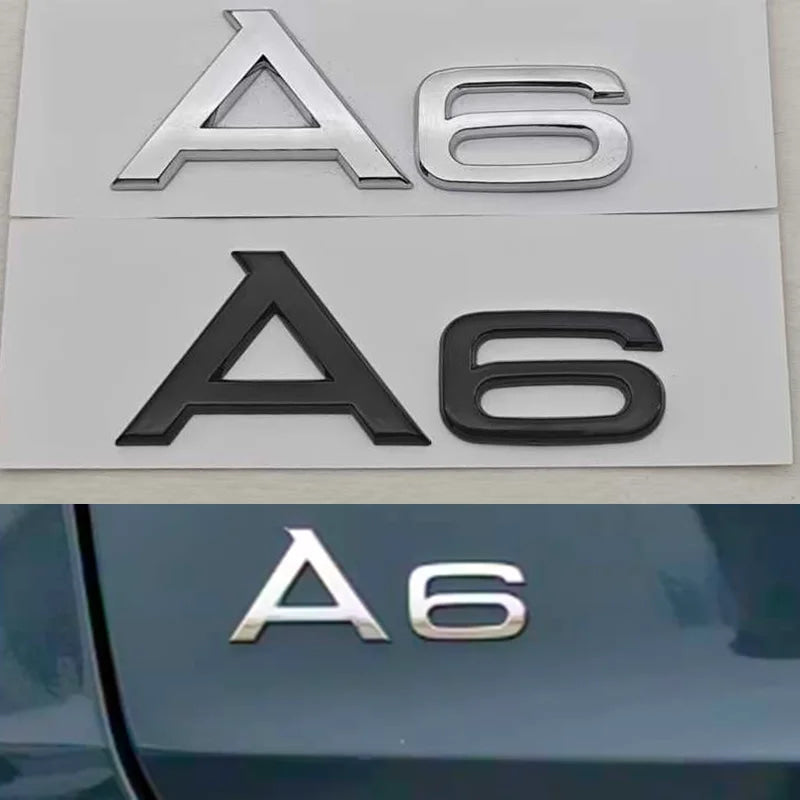3D ABS Chrome Black Car Letters A4 A6 Logo Rear Trunk Badge Sticker Decals For Audi A4 A6 Auto Tail Marking Accessories