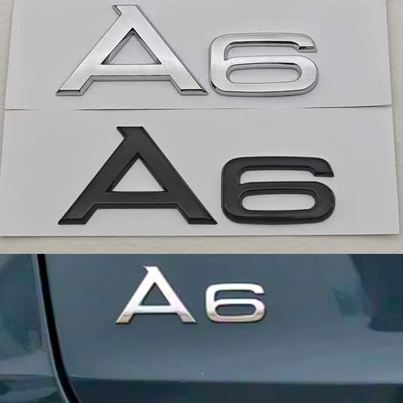 3D ABS Chrome Black Car Letters A4 A6 Logo Rear Trunk Badge Sticker Decals For Audi A4 A6 Auto Tail Marking Accessories