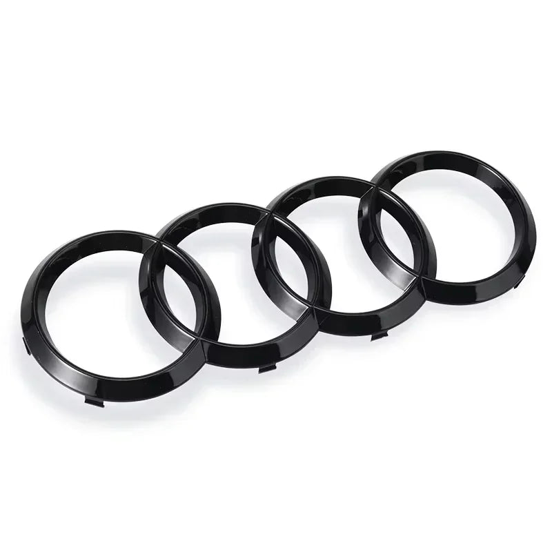Audi 4-Ring logo ABS Silver/Black Car Hood Front Bonnet Grill Rear Trunk Emblem Badge Sticker For  A3 A4 A5 A6 A7 Q2 Q3 Q5 Q8 TT