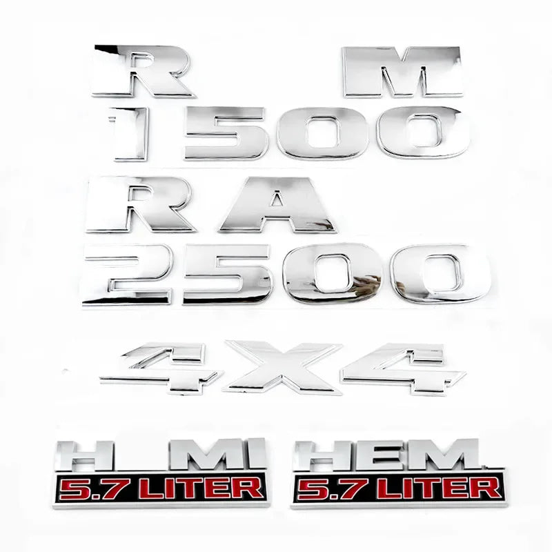 1ABS Emblem Car Stickers For Ram 1500 2500 5.7 Liter Hemi 4X4 Nameplate Charger Viper Magnum Caliber Journey Styling Accessories