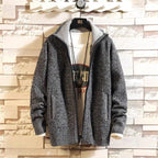 Autumn and Winter New Fleece Thicken Large Size Casual Loose Sweater Men's Jacket Stand-up Collar Cardigans