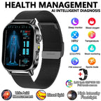 2026 New Model Uric Acid & Lipid Health Analysis Smart Watch Men ECG+PPG Bluetooth Call 2.01-inch Flashlight Smartwatch Women