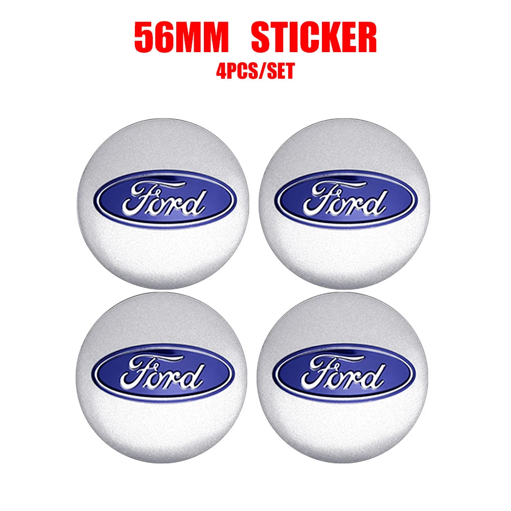 56mm Car Wheel Center Hub Cover Stickers Hub Decals For Ford Mustang Mondeo Focus Fusion Kuga Transit Edge Decoration Accesorios
