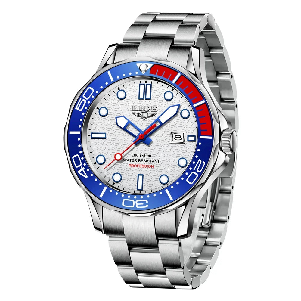 LIGE Men Watch Business Date Watch for Men Luxury Sport Quartz Watches Waterproof Luminous Silicone Wristwatch Relogio Masculino