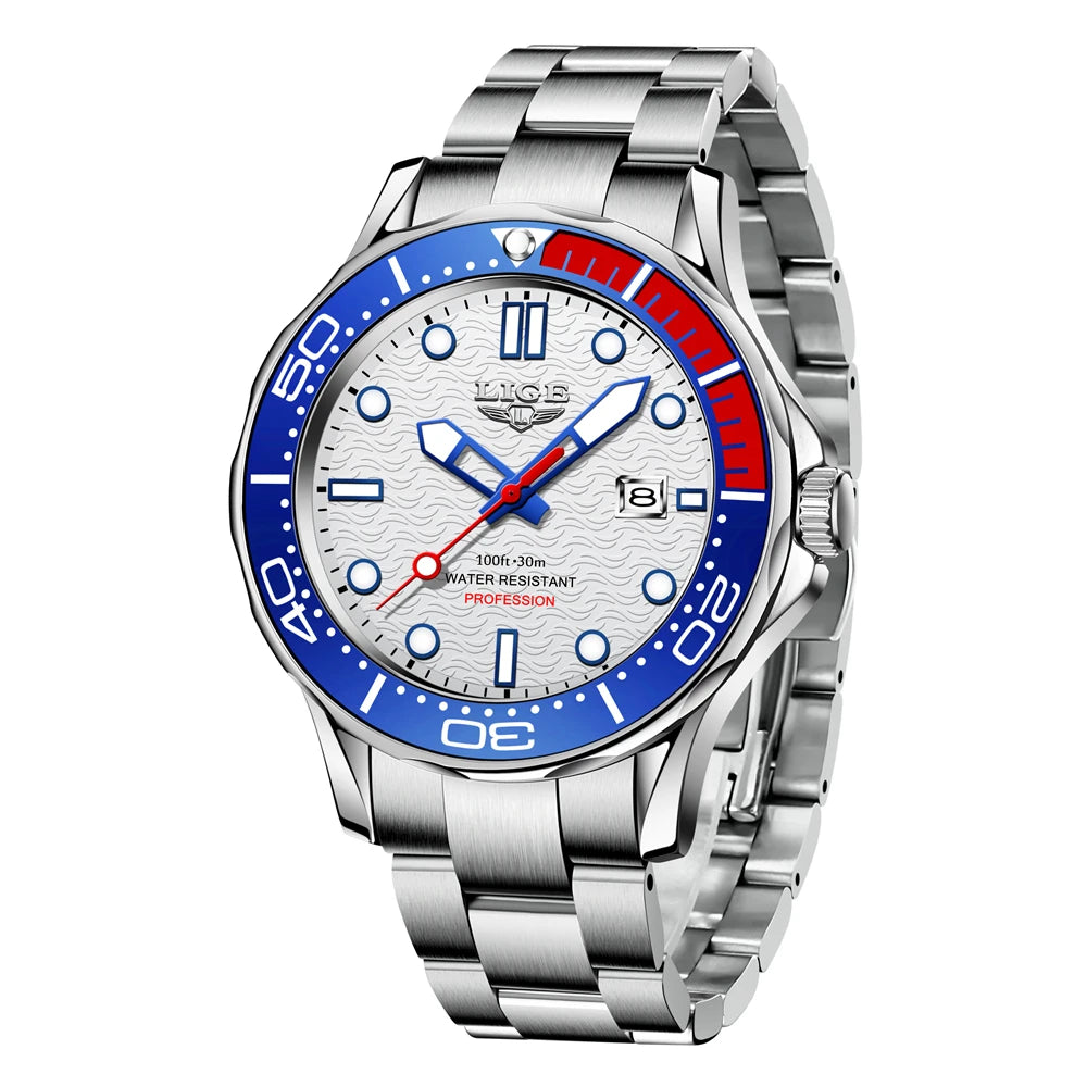 LIGE Men Watch Business Date Watch for Men Luxury Sport Quartz Watches Waterproof Luminous Silicone Wristwatch Relogio Masculino
