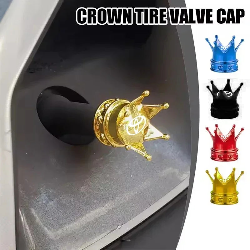 4PCS Crown Style Tire Valve Stem Caps, Air Caps Cover, Aluminum Alloy Dustproof And Waterproof Valve Caps Cover For All Toyota