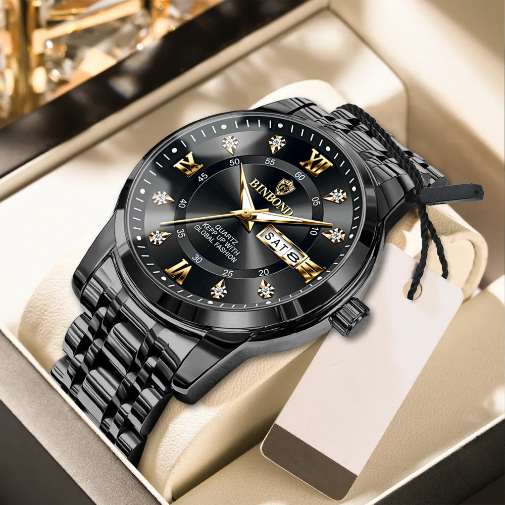 BINBOND Top Brand Luxury Fashion Watch Men 3ATM Waterproof Date Clock Sport Watches Mens Quartz Wristwatch Relogio Masculino