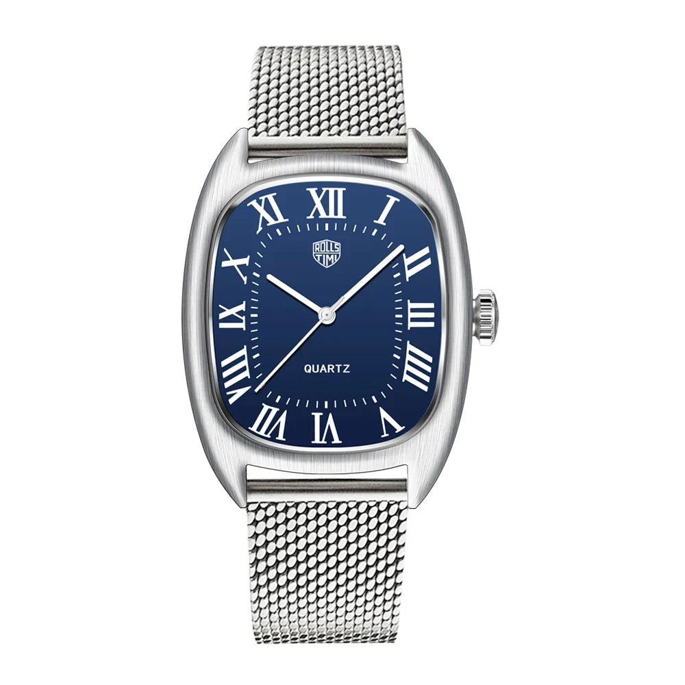 RollsTimi 2026 New Men's Watches Top Brand Luxury Oval Quartz Watch For Men Fashion Watch Man Waterproof VH31 Clock Gift Leathe