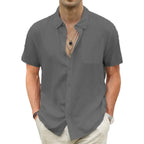 Men's Lightweight Hawaiian Shirts Cotton Linen Breathable Short Sleeve Shirts Vacation Beach Casual Summer Men Tops with Pocket