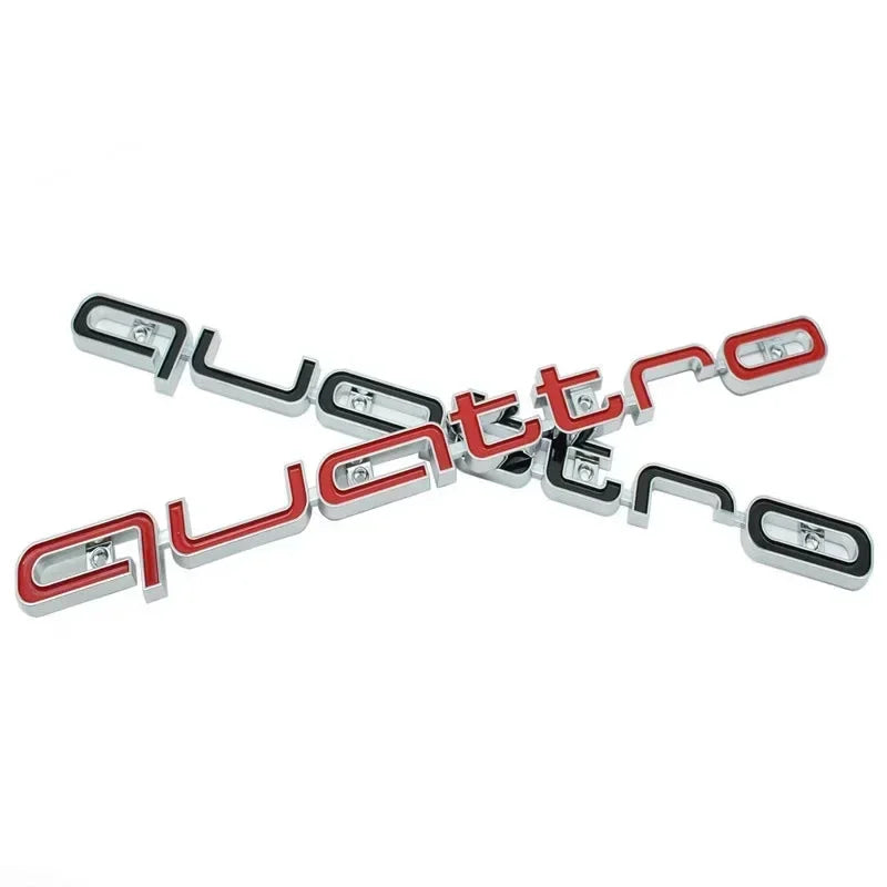 1Pc Audi Quattro Front Grille Emblem 3D ABS Car Emblem Sticks For A3 A4 A5 A6 A6L A8 Q3 Q5 Q7 S3 S4 S5 RS3 RS4 RS6 Accessories