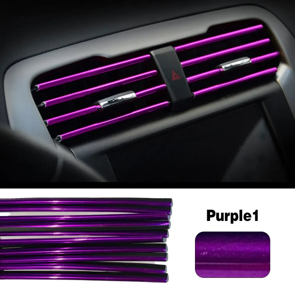 10 Uds. De accesorios coloridos para coche, bricolaje, salida de aire acondicionado Interior, rejilla de ventilación, tira decorativa cromada, decoración de estilo de coche