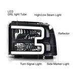 Led Drl Bar Headlights Assembly Replacement for 2005-2007 Ford F250 F350 F450 F550 Super Duty/2005 Excursion Chrome |   Crossdesign