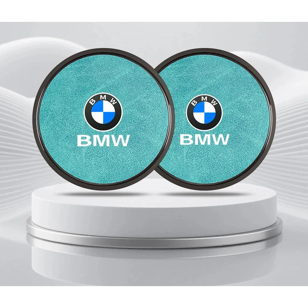 2Pcs Leather Car Coaster Anti-slip Mat Cup Holder Pad For BMW X1 X2 X3 X4 X5 X6 X7 1 3 5 6 7 Series E60 E90 E70 G20 G30 G7