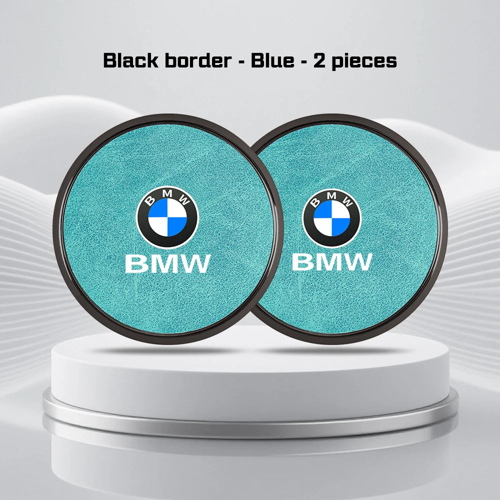 2Pcs Leather Car Coaster Anti-slip Mat Cup Holder Pad For BMW X1 X2 X3 X4 X5 X6 X7 1 3 5 6 7 Series E60 E90 E70 G20 G30 G7