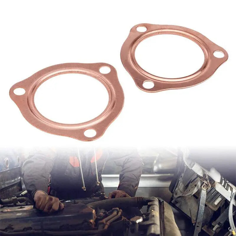 2Pcs 2.5" Universal Copper Header Exhaust Collector Gaskets Flanges 3-Hole 2-1/2"