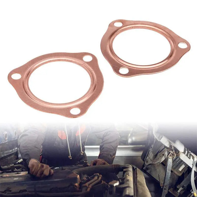 2Pcs 2.5" Universal Copper Header Exhaust Collector Gaskets Flanges 3-Hole 2-1/2"