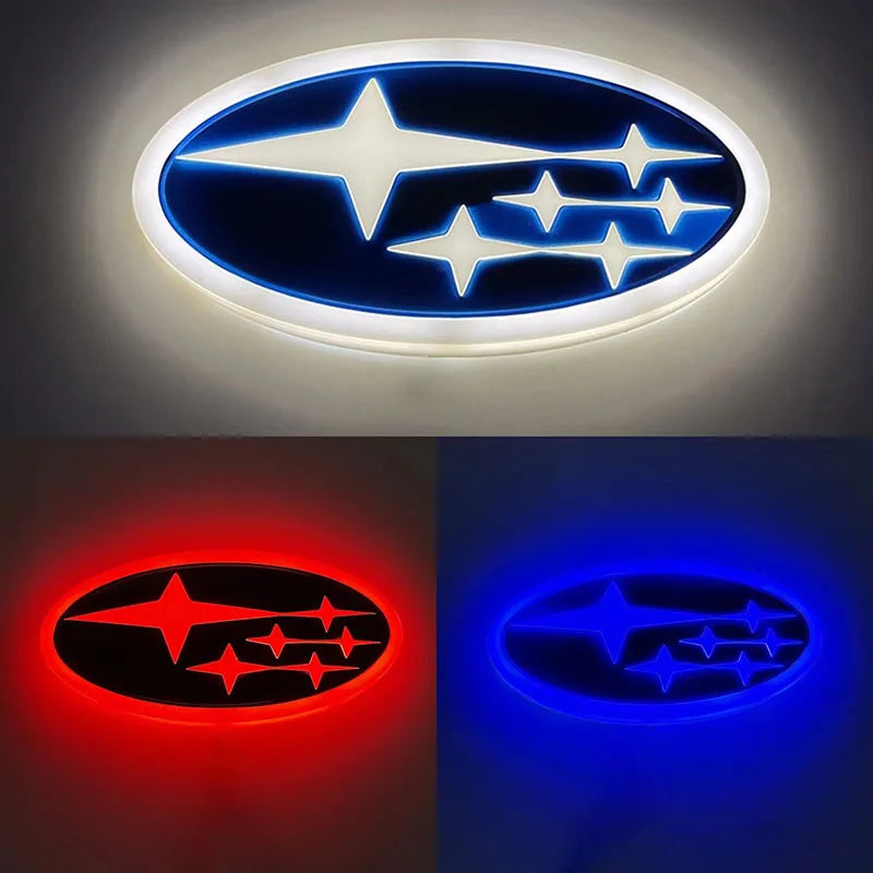 14X7.3cm 4D LED Car Rear Logo Emblem Light Tail Trunk Badge for Subaru Forester XV STI WRX BRZ Tribeca Outback Impreza Legacy