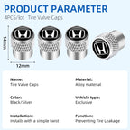 Car Tire Stem Valve Caps Aluminium Car Dustproof Caps Tire Wheel Stem Air Valve Caps For Honda Civic XR-V HR-V City Accord Jazz