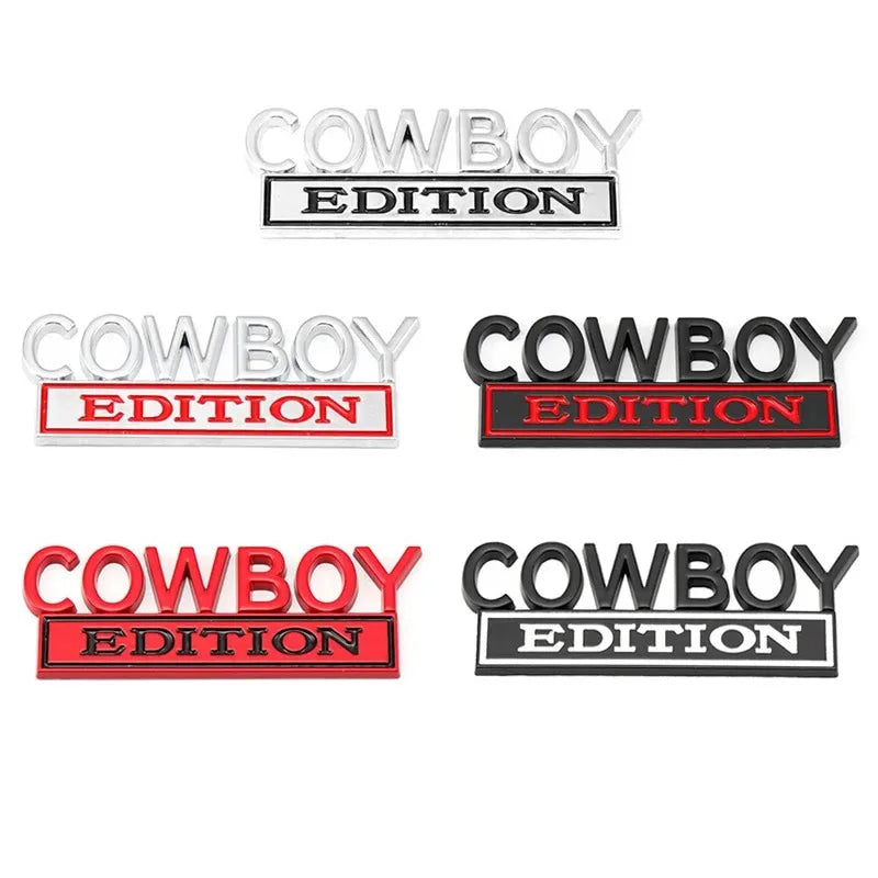 COWBOY EDITION COOL Car 3D Metal Front Hood Grille Emblem Badge Decal Sticker Auto Pickup Tail Trunk Body Styling Accessories