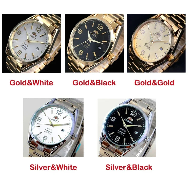 Orient Double Lion Classic Watch Series Men's Watch Stainless Steel Band Luxury Multi-Function Automatic Mechanical Tourbillon