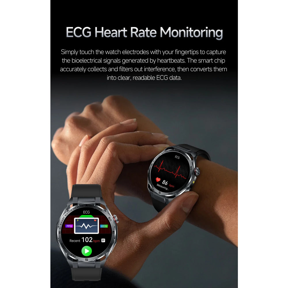 2026 New ECG AI Health Smartwatch for Men 1.53"AMOLED BP/Heart Rate Monitor BT Call IP68 Waterproof Smart Watch for Android IOS