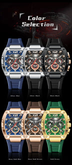 POEDAGAR Fashion Military Men's Watches Luminous Waterproof Date Sports Male Clock Chronograph Silicone Quartz Luxury Wristwatch