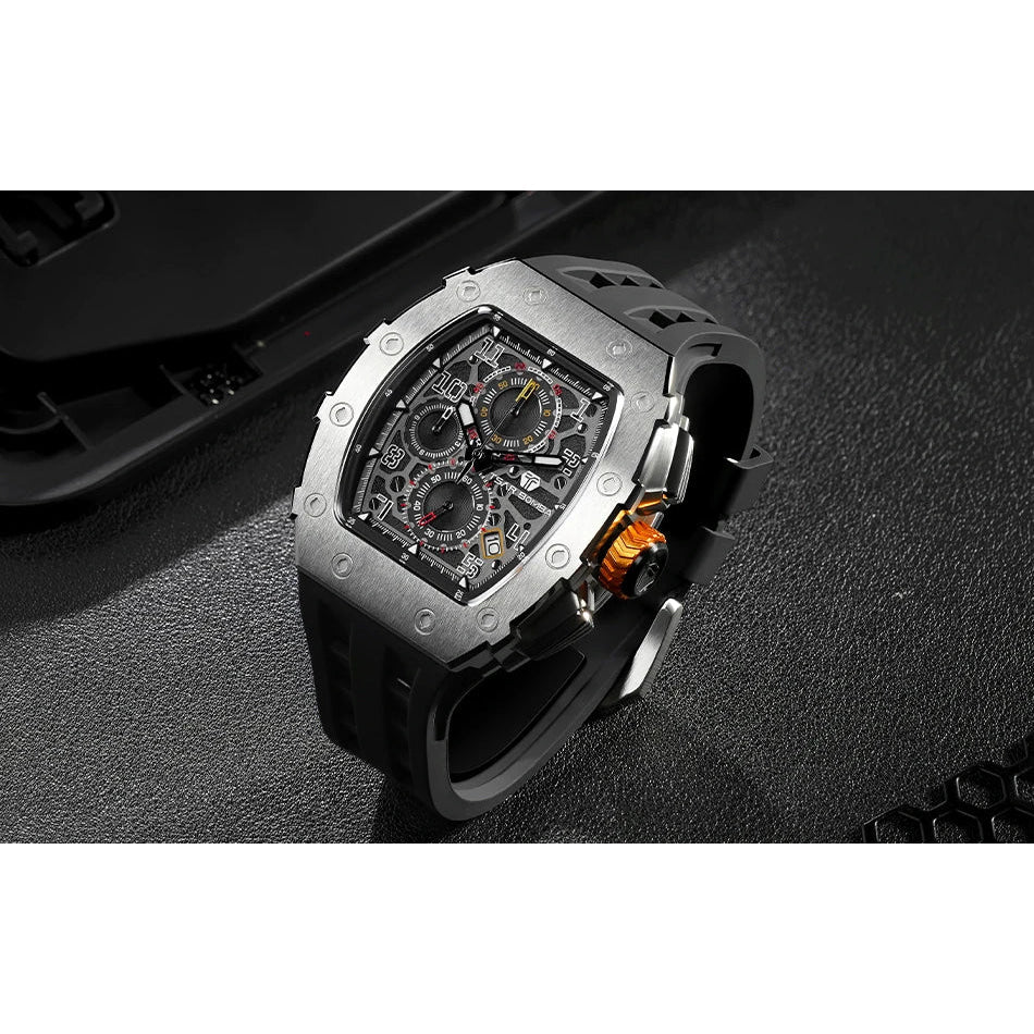 TSAR BOMBA Watch for Men Luxury Brand Tonneau Design Waterproof Clock Stainless Steel Wristwatch Fashion Rectangle Mens Watch