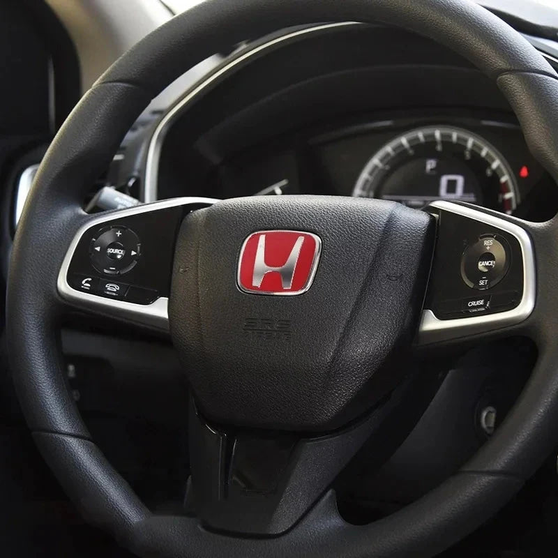 For Honda Civic Accord City H-Sticker Interior Modification CRV Jade Fit Acrylic Car Steering Wheel Emblem Odyssey Hybrid