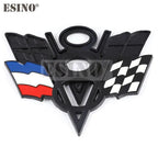3D V8 Metal Zinc Alloy National Flag Badge Car Adhesive Emblem for Italy France Germany England America US Flag Body Fender