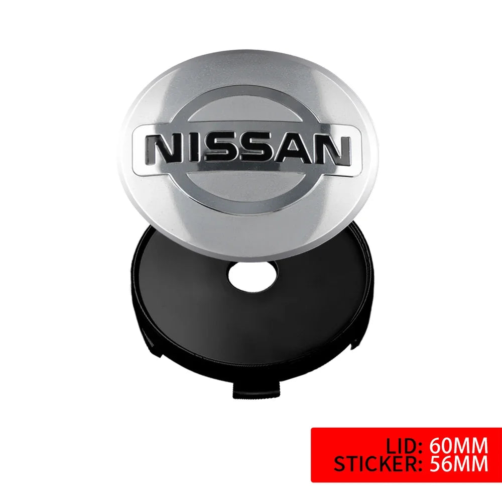4Pc 56/60mm Wheel Center Hub Rim Caps Car Wheel Hub Covers Fit For Nissan X-Trail Qashqai Almera Note Leaf J10 Teana V36 Tiida