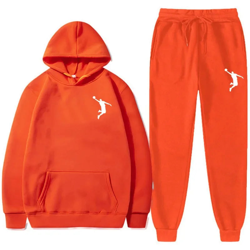 Sports Basketball Brand Sweatshirt Sweatpants Men Women 2 Pieces Sets Tracksuit Fashion Casual Hooded Sportswear Sudadera Hombre