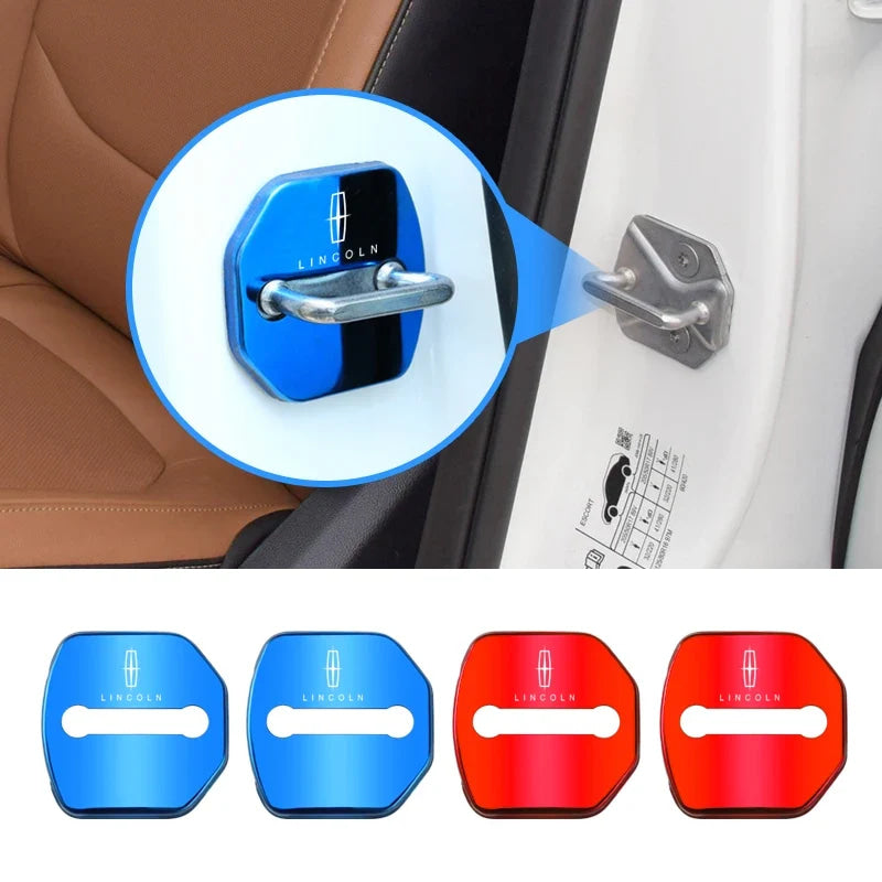 4PCS Car Door Lock Cover Stainless Steel Protection Accessories For Lincoln Continental MKZ Town-car Navigator MKX Energy Zephyr