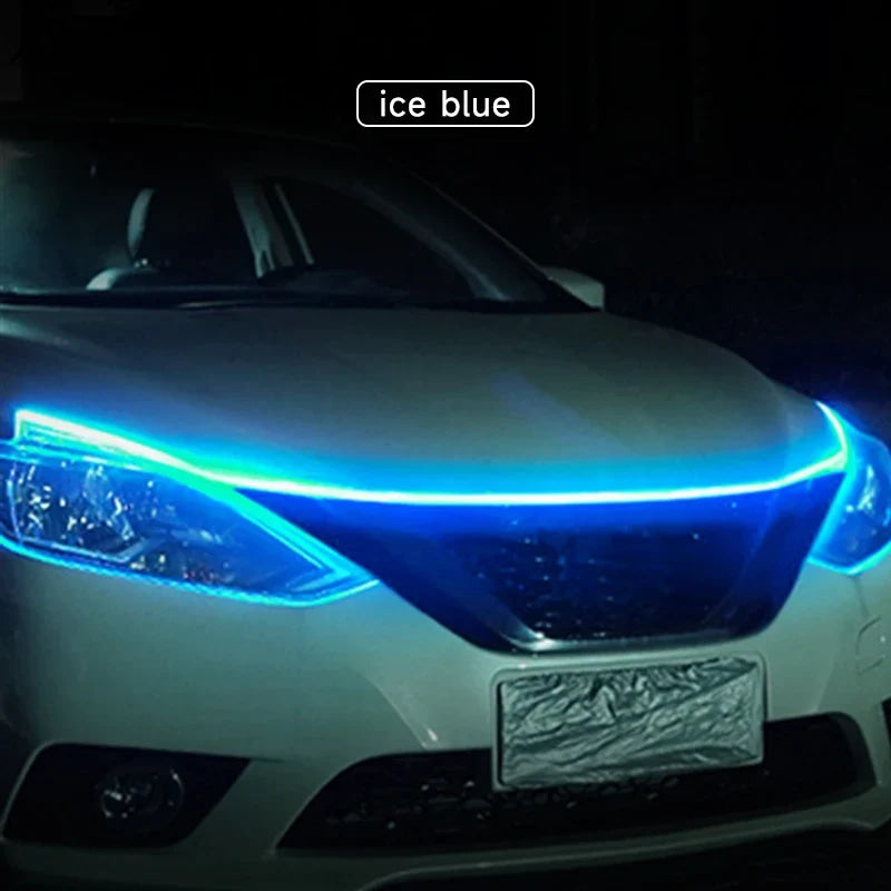 Dynamic Car LED Hood Light 12V Daytime Running Light Start-scan Engine Guide Light Waterproof Decorative Ambient Light Strip