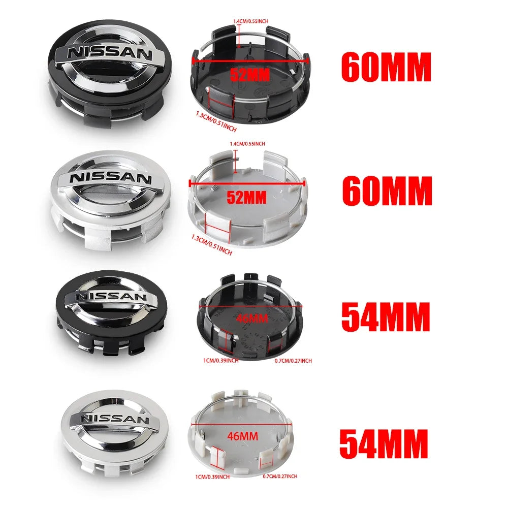 4pcs 54/60MM Car Styling Wheel Center Cap Hub Covers Badge Accessories For Nissan Nismo GTR Qashqai Almera Teana V36 Sylphy Note