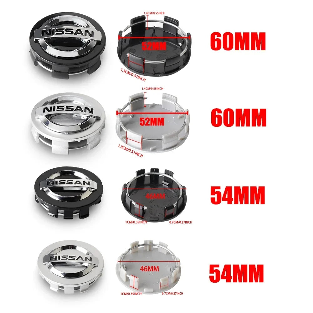 4pcs 54/60MM Car Styling Wheel Center Cap Hub Covers Badge Accessories For Nissan Nismo GTR Qashqai Almera Teana V36 Sylphy Note