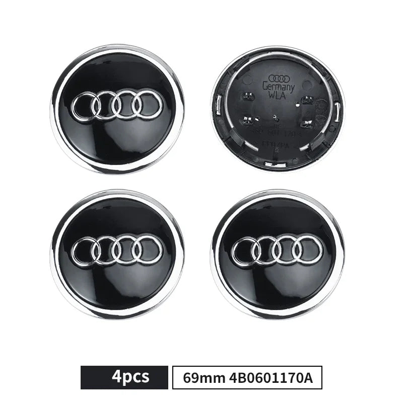 4pcs 60/61/68/69mm Car Wheel Center Hub Cap Rim Cover Car Goods For Audi B7 B5 B6 B8 B9 8P A3 A4 A5 A6 A7 A8 Q3 Q5 Q7 Q8 A1 8V