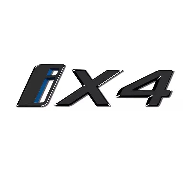Car Stickers 3D ABS material Letters Rear Trunk Emblem Tailgate Decals For BMW i4 ix4 Black silver
