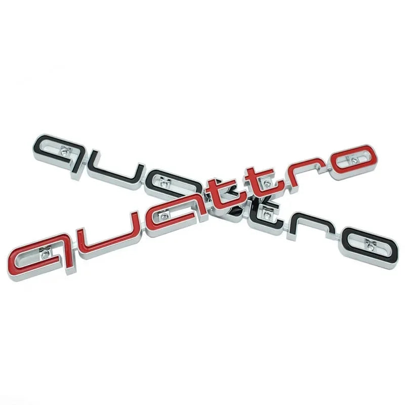 1Pc Audi Quattro Front Grille Emblem 3D ABS Car Emblem Sticks For A3 A4 A5 A6 A6L A8 Q3 Q5 Q7 S3 S4 S5 RS3 RS4 RS6 Accessories