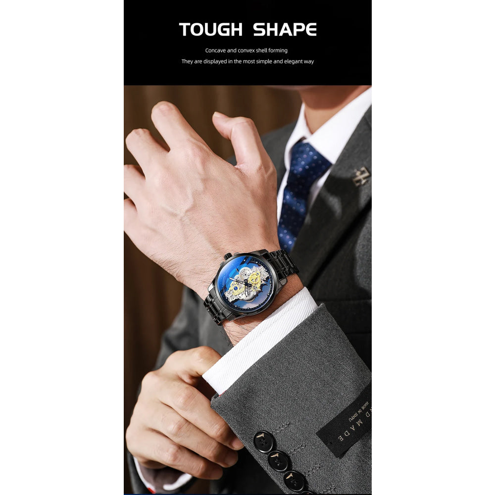 TPW Hot Trendy Fashion Wholesale Men Golden Black Blue Skeleton NOT Automatic Watch Quartz Wrist Watches Luxury 2024