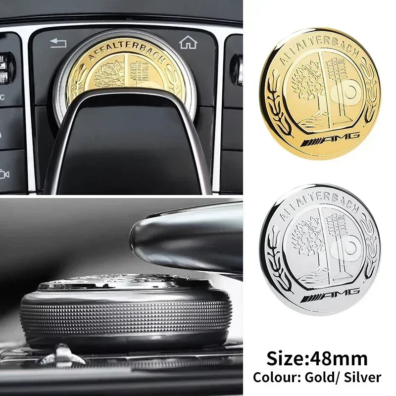 1pc 48mm Car Central Control Multimedia Knob Cover Sticker For Mercedes Benz AMG GLC GLE CLA GLA W205 W211 W213 Car Accessories