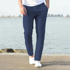 Men's Cotton Linen Pants Male Autumn New Breathable Solid Color Linen Trousers Fitness Streetwear S-3XL