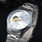 Orient Watch  Double Lion Japanese Fully Automatic Mechanical Watch Hollowed Out Business Men's Watch Stainless Steel Strip