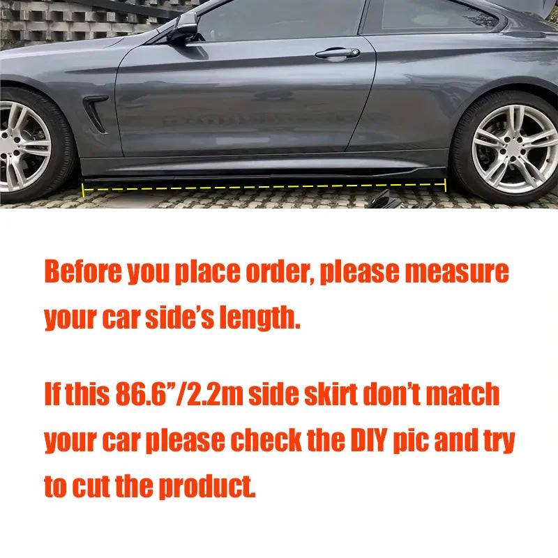 For 2015+ Mercedes-Benz Accessories W205 C63 C43 4Doors AMG C-Class Side Skirt Extension Diffusor 8Pcs ABS Lip