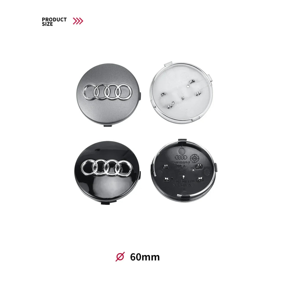 4pcs 60/61/68/69mm Car Wheel Center Hub Cap Rim Cover Car Goods For Audi B7 B5 B6 B8 B9 8P A3 A4 A5 A6 A7 A8 Q3 Q5 Q7 Q8 A1 8V